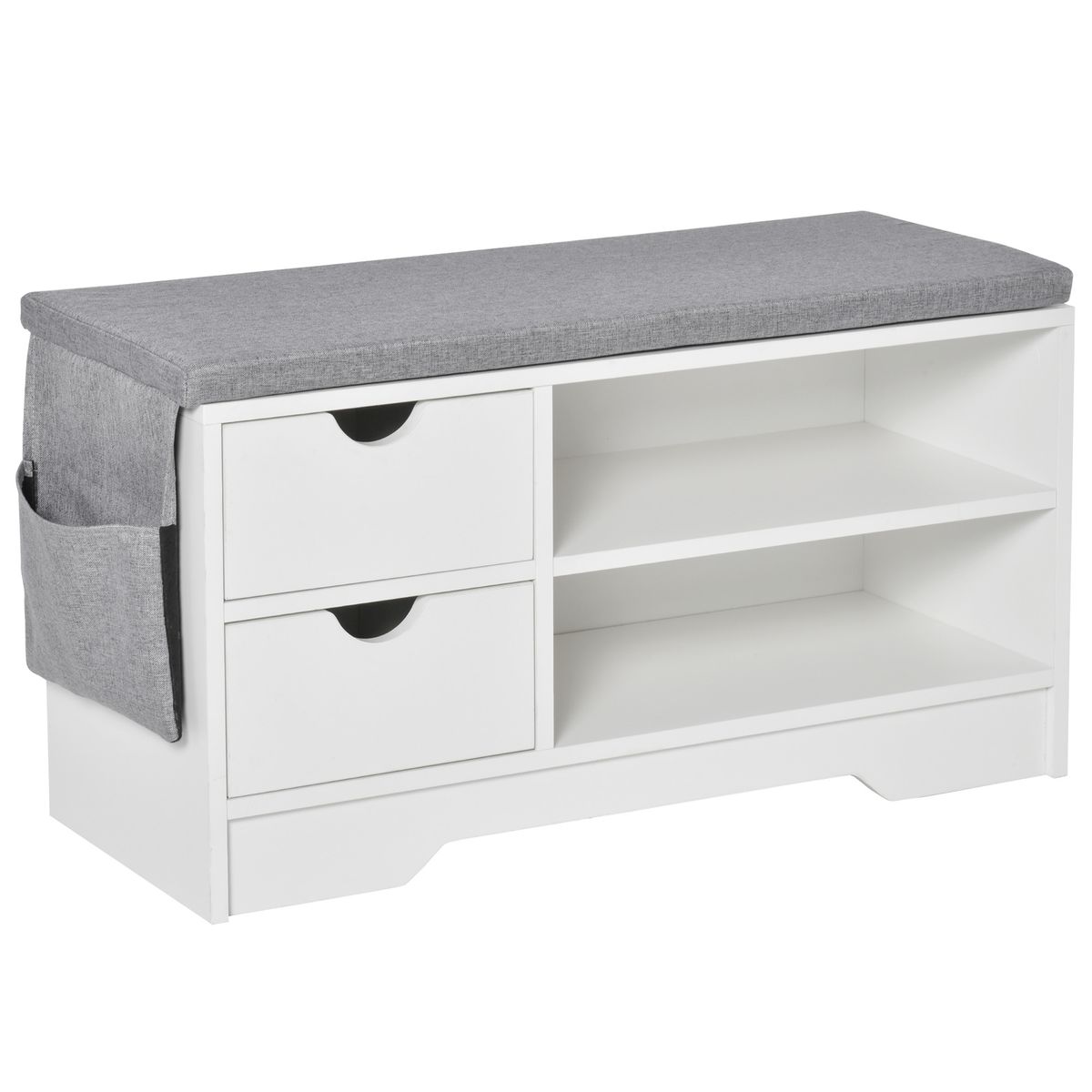Banco zapatero Craig Homcom 2 cajones + estante blanco/gris 43,5x80,5x30,5 cm