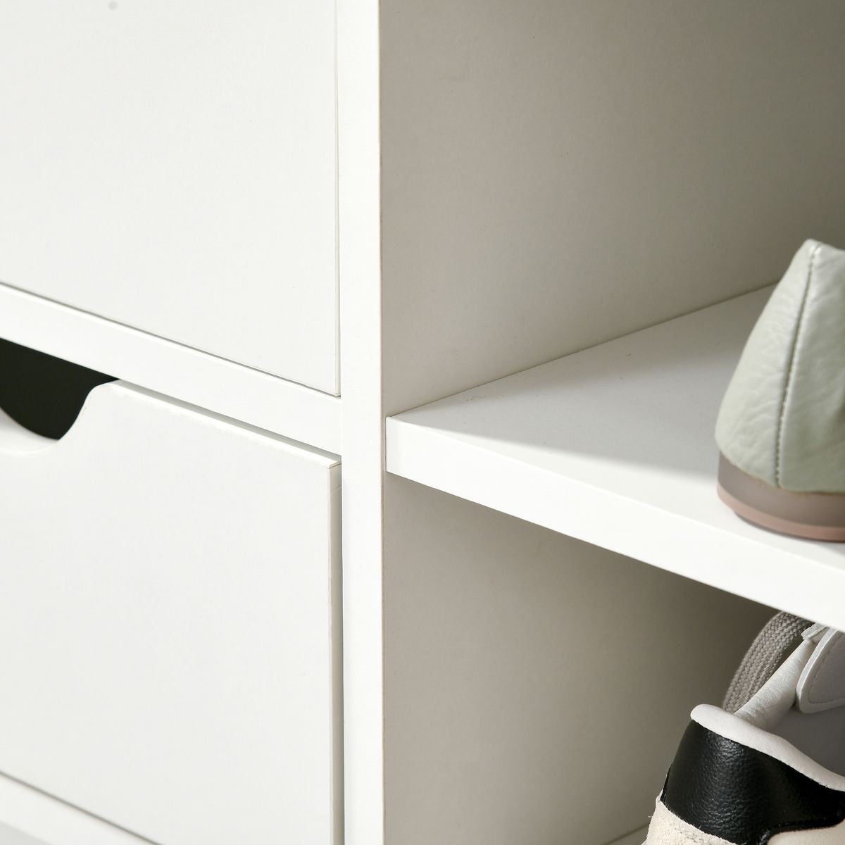 Banco zapatero Craig Homcom 2 cajones + estante blanco/gris 43,5x80,5x30,5 cm