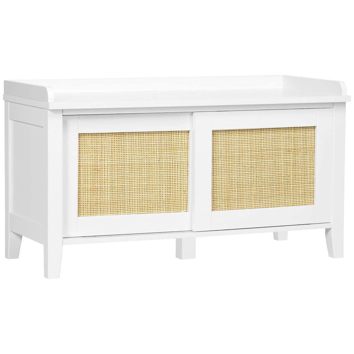Banco zapatero Lovviken Homcom 2 puertas blanco/natural 45x80x35 cm