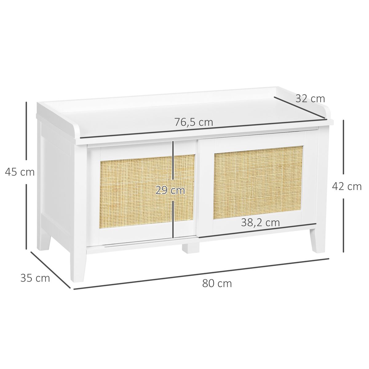 Banco zapatero Lovviken Homcom 2 puertas blanco/natural 45x80x35 cm