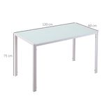 Mesa de comedor Norton Homcom tapa de cristal blanco 75x120x60 cm