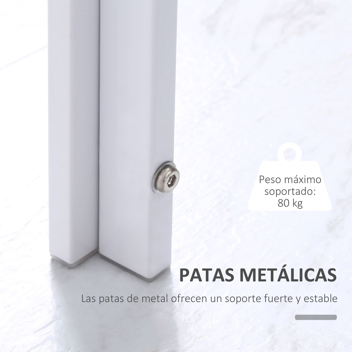Mesa de comedor Norton Homcom tapa de cristal blanco 75x120x60 cm
