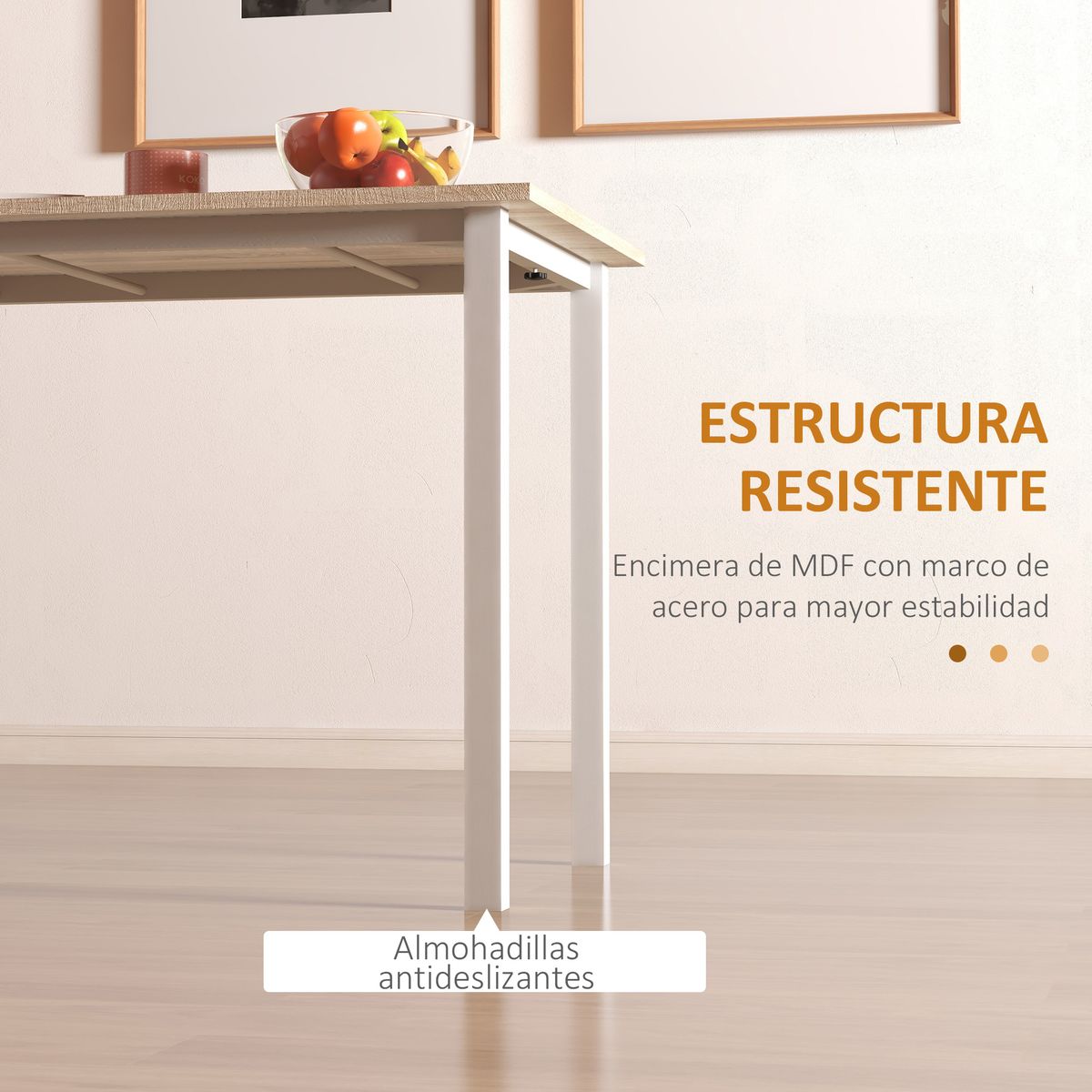 Mesa de comedor Peanut Homcom rectangular extensible 76x110-160x70 cm 6