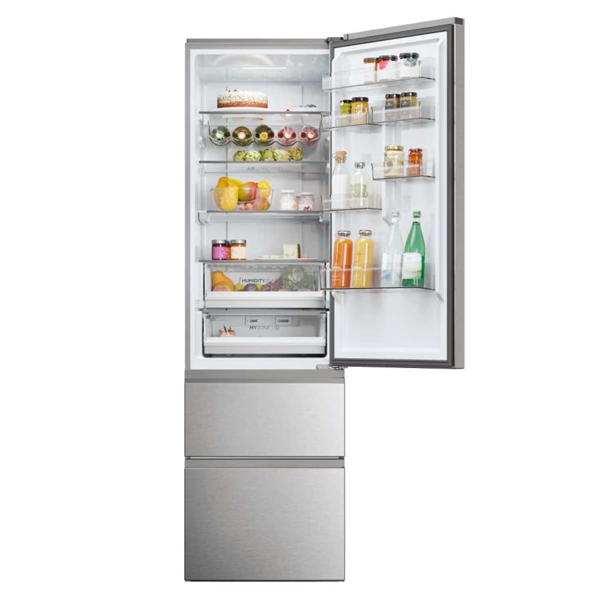 Frigorífico combi Haier HTW5620DNMG No Frost 414L diseño francés WiFi D inox 205 cm 2