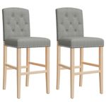Pack de 2 taburetes altos con respaldo acolchado gris claro 114x43,5x52 cm