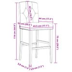 Pack de 2 taburetes altos con respaldo acolchado gris claro 114x43,5x52 cm