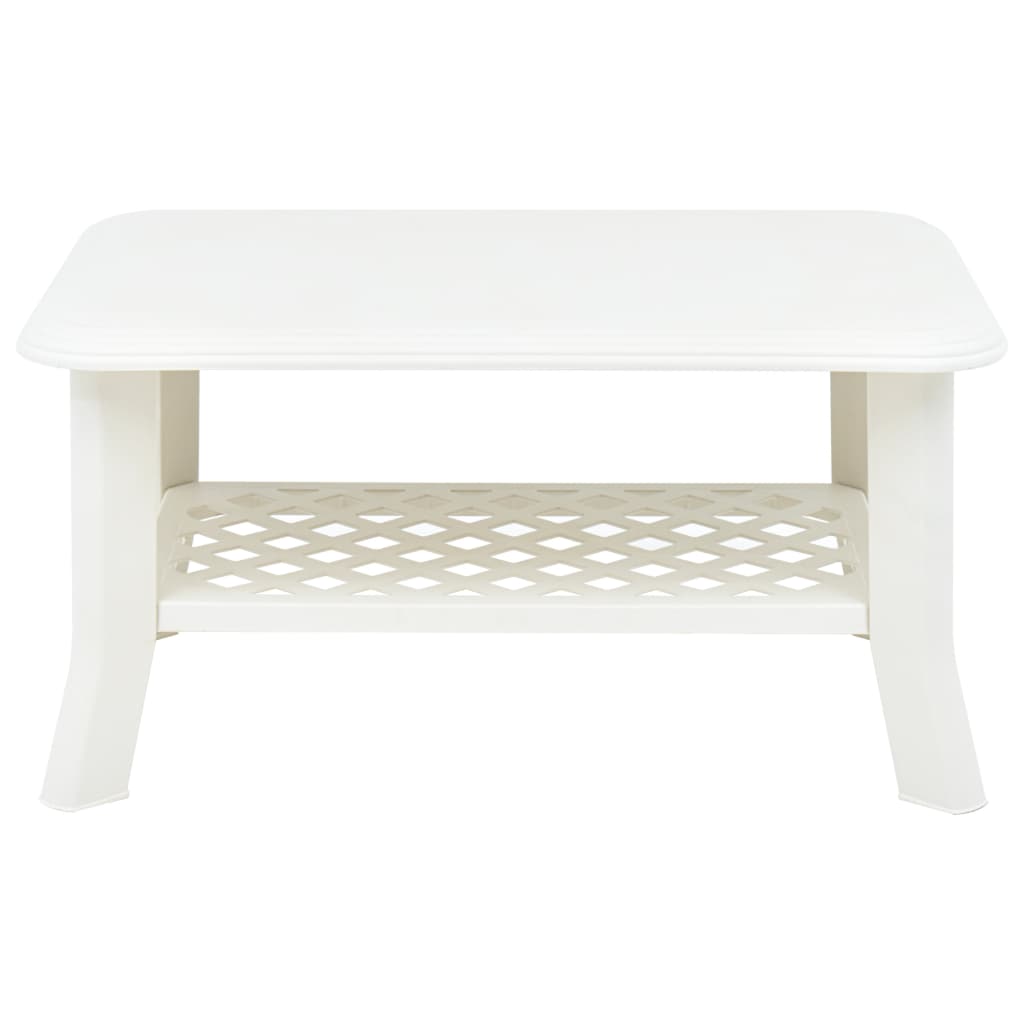 Mesa de centro Polka de exterior con estante inferior blanco 46x90x60 cm