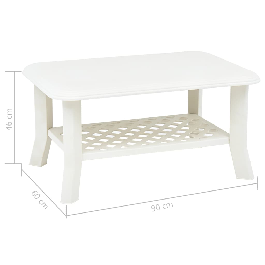 Mesa de centro Polka de exterior con estante inferior blanco 46x90x60 cm