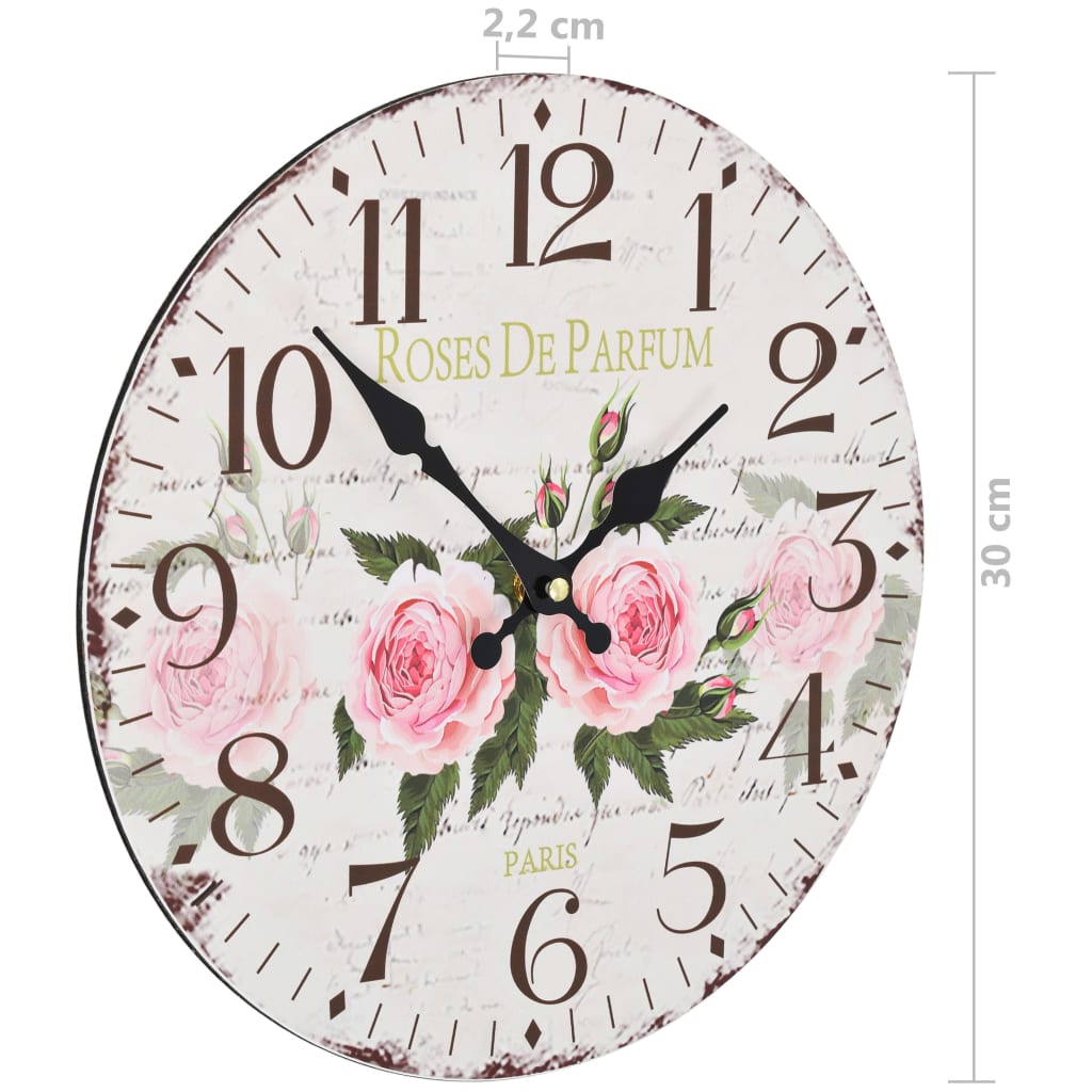Reloj de pared Gula estilo vintage rosa 30 cm