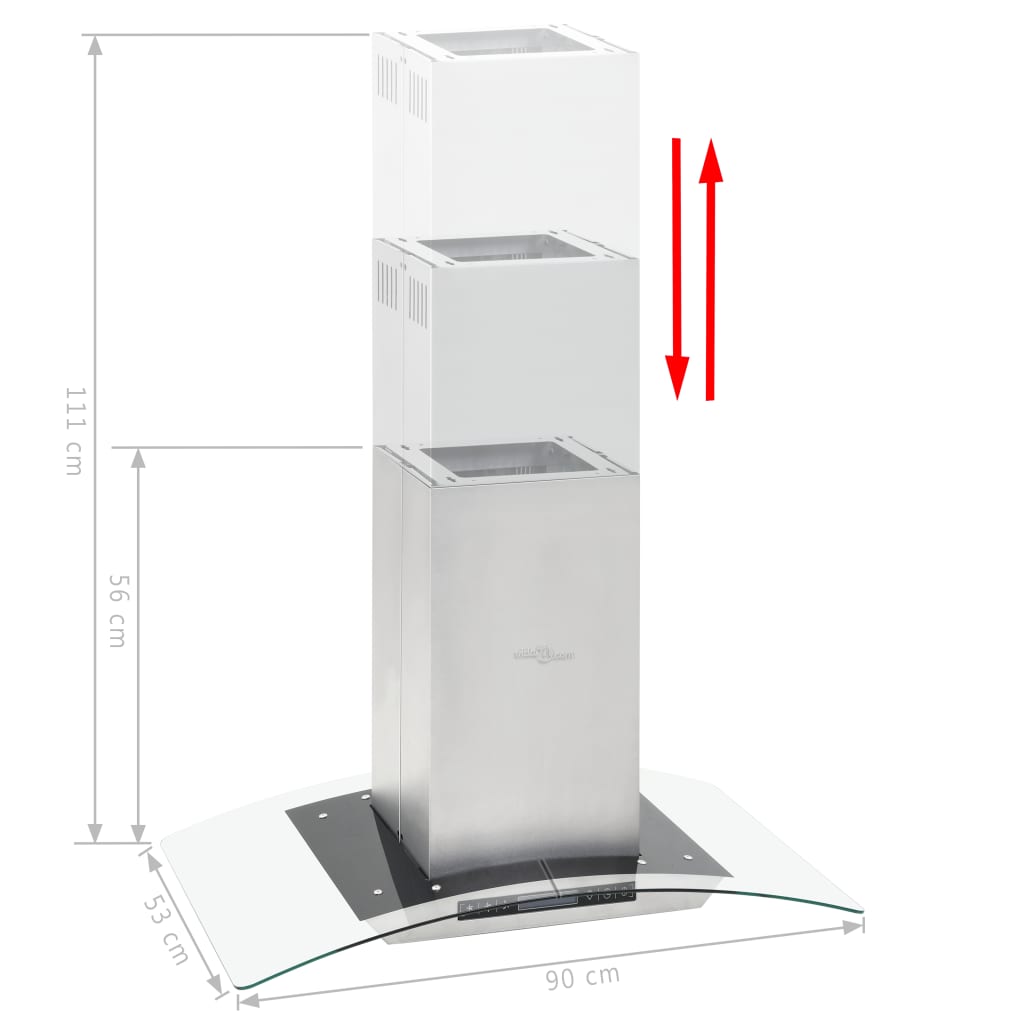 Campana extractora VidaXL 180W pantalla LCD plata 90 cm 4