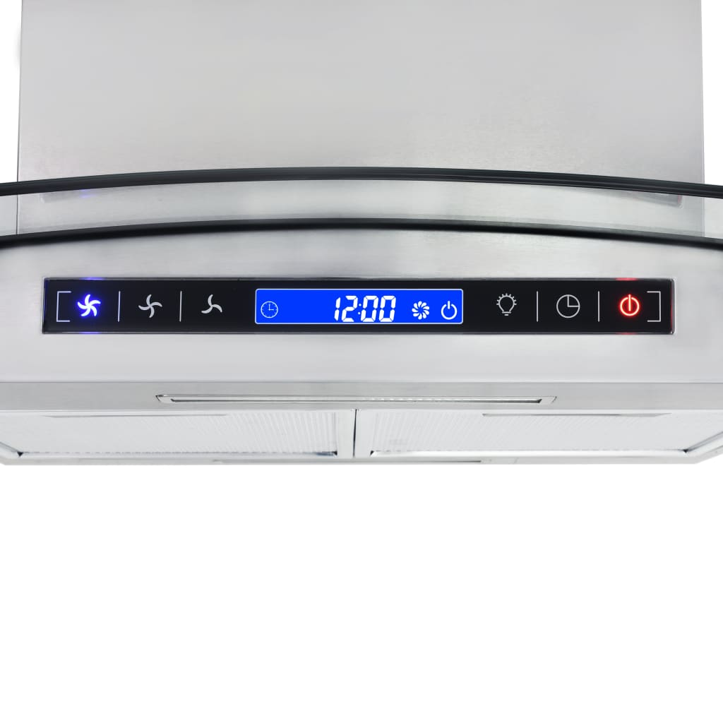 Campana extractora VidaXL 180W pantalla LCD plata 90 cm 6