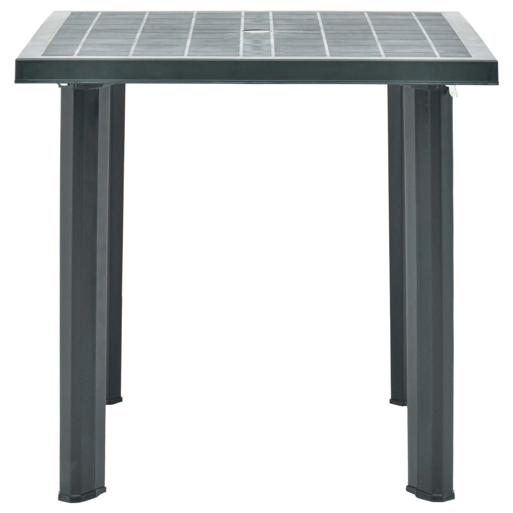 Mesa de exterior con agujero para sombrilla verde 72x80x75 cm