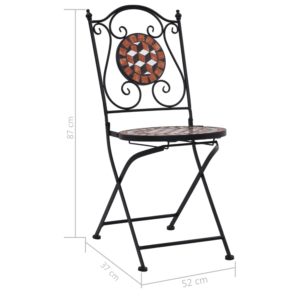 Pack de 2 sillas Bistró para exterior cerámica marrón 87x52x37 cm