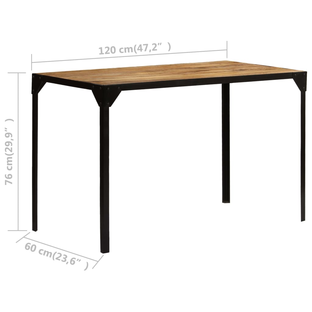 Mesa de comedor Índica madera maciza negro/natural 76x120x60 cm