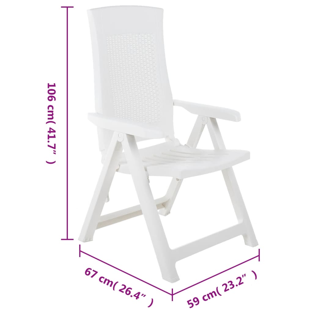 Pack de 2 sillas de exterior Monte reclinable blanco 106x59x67 cm
