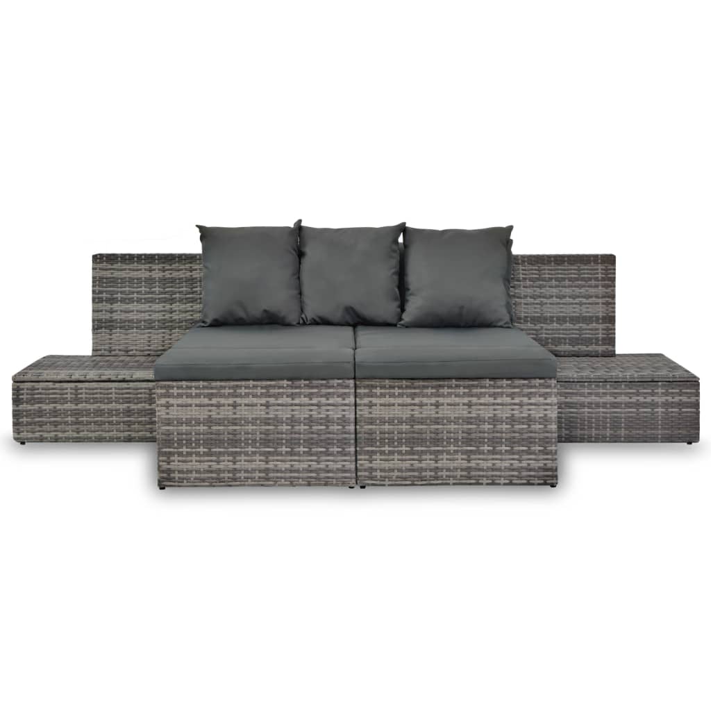 Conjunto de jardín Batford 2 sofás + 2 tumbonas gris 65x240x74 cm