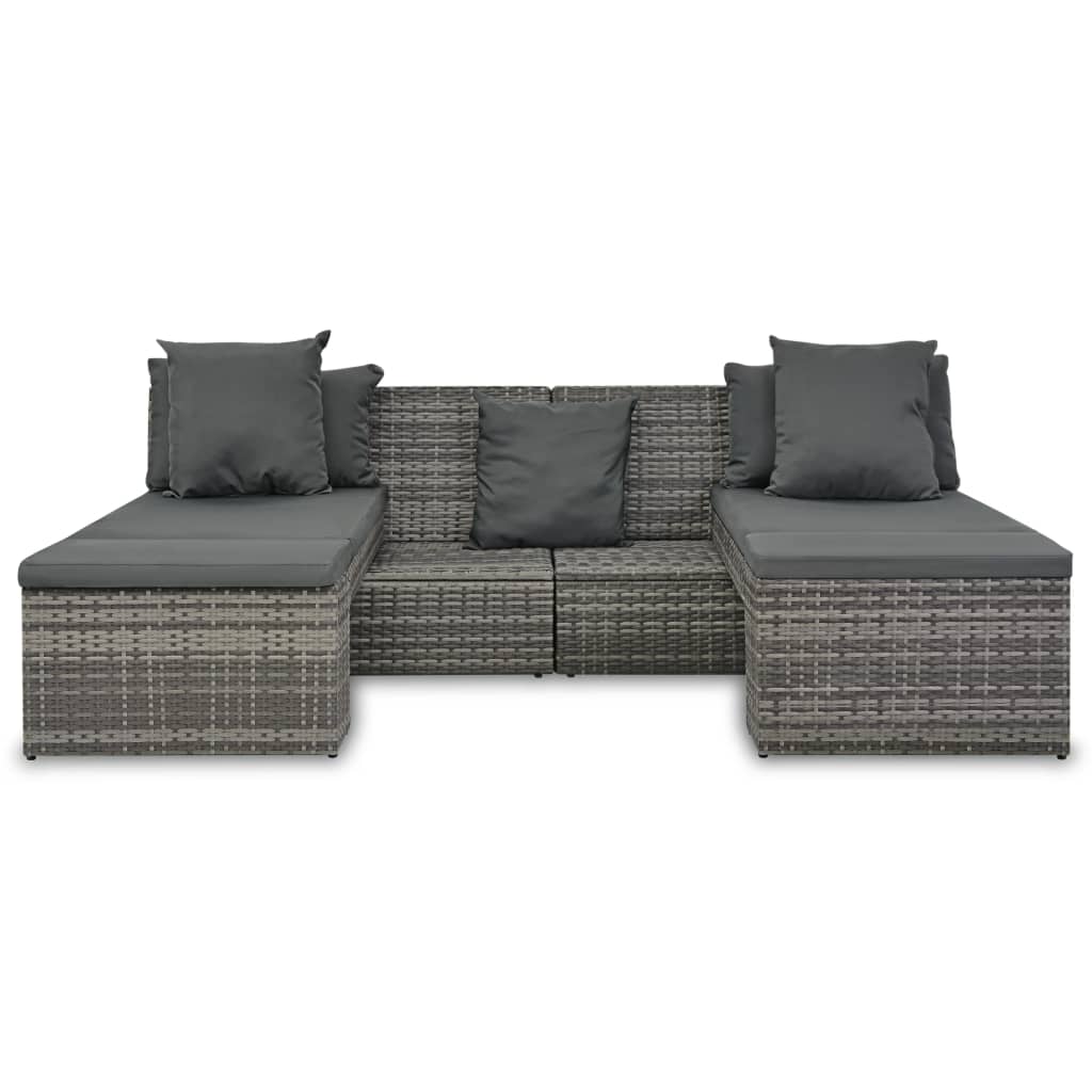 Conjunto de jardín Batford 2 sofás + 2 tumbonas gris 65x240x74 cm