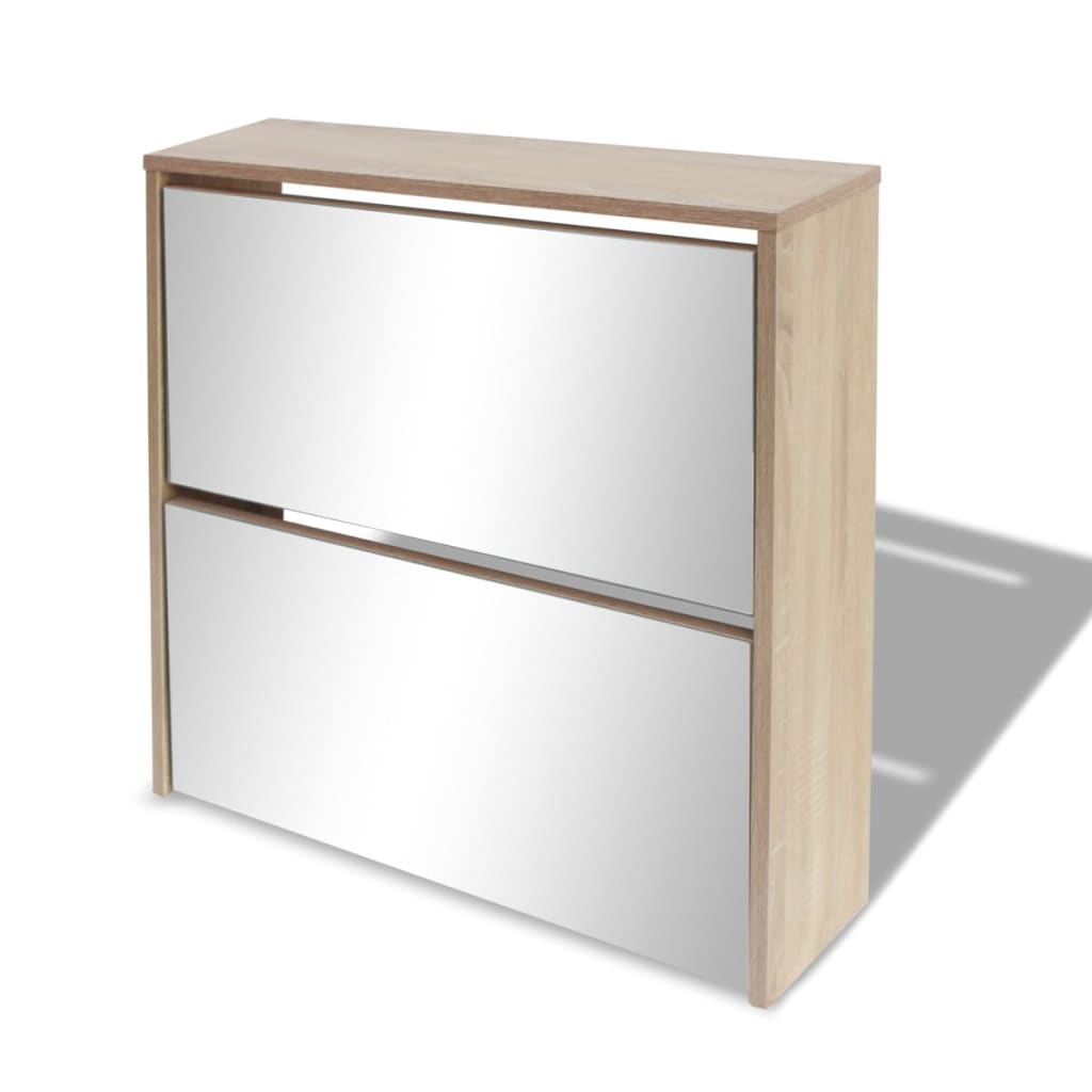 Zapatero Virgo 2 compartimentos + espejo roble 67x63x17 cm