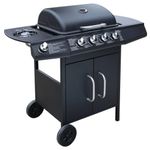 Barbacoa de gas con grill 4+1 zonas negro 97,7x104x55,4 cm