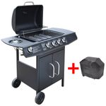 Barbacoa de gas con grill 4+1 zonas negro 97,7x104x55,4 cm