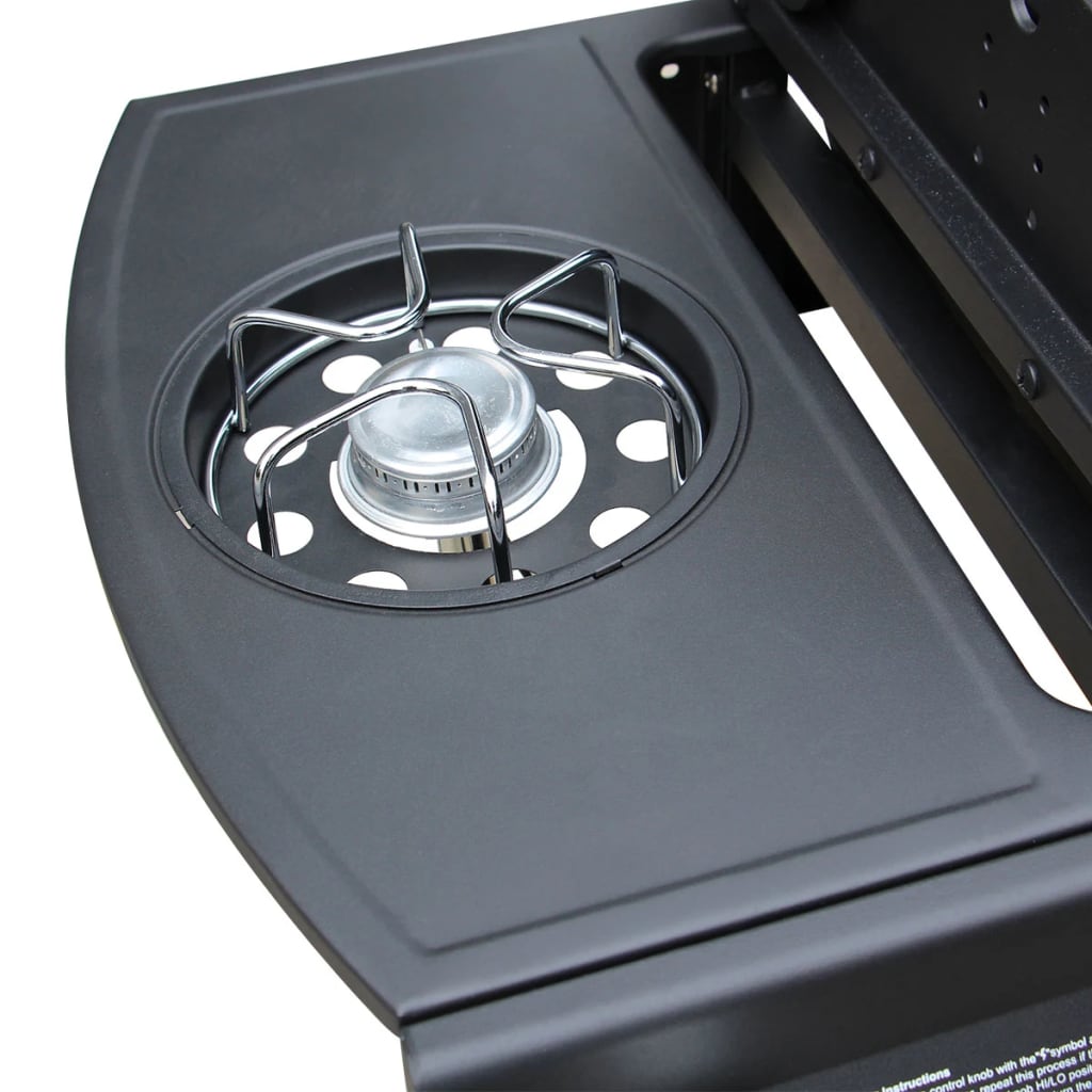Barbacoa de gas con grill 4+1 zonas negro 97,7x104x55,4 cm