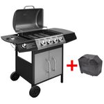 Barbacoa de gas con grill 4+1 zonas negro/plata 97,7x104x55,4 cm