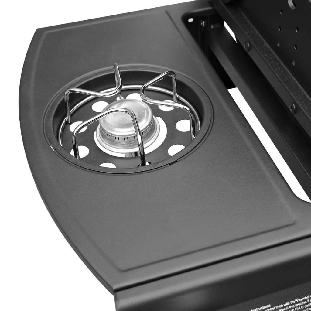 Barbacoa de gas con grill 4+1 zonas negro/plata 97,7x104x55,4 cm