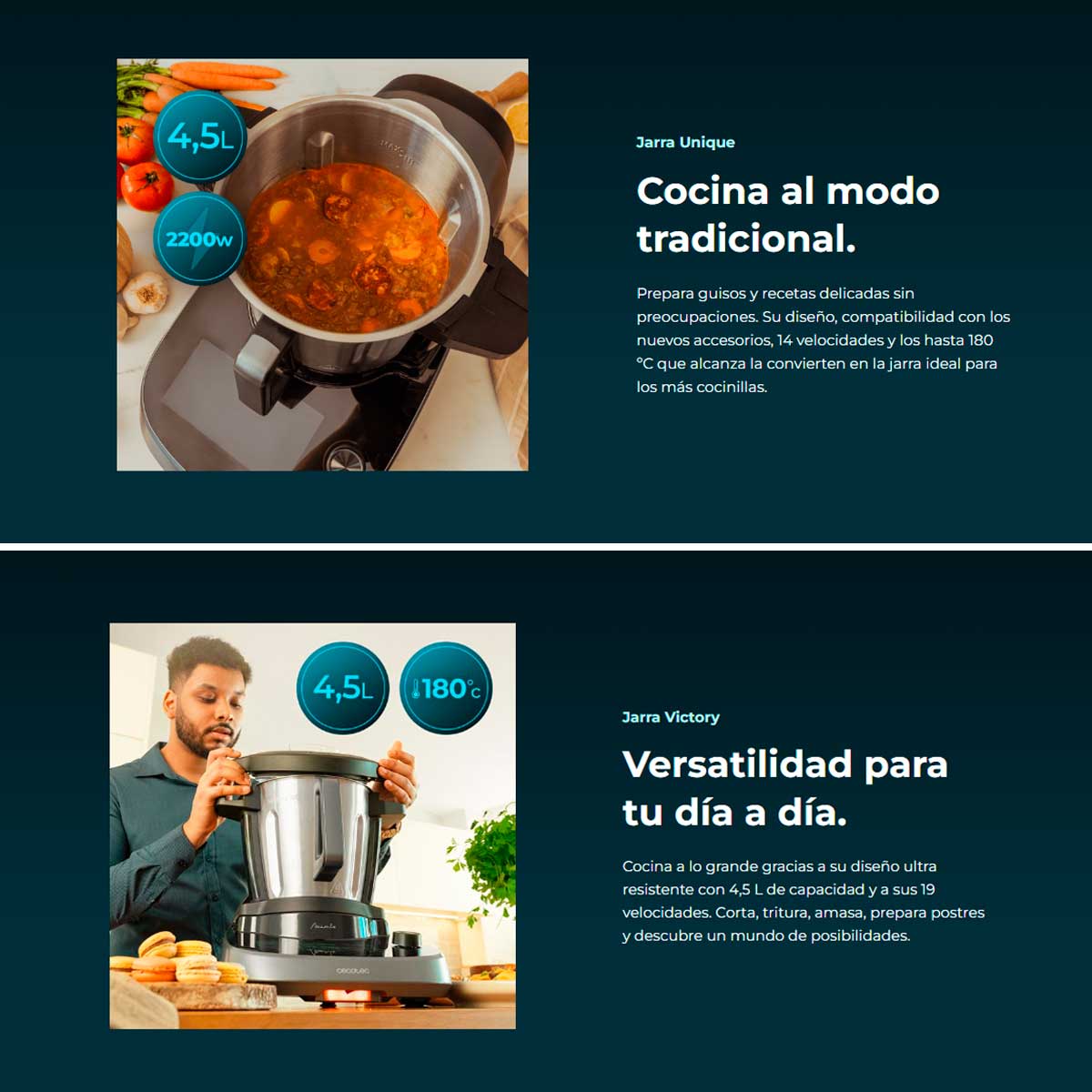 Robot de cocina Cecotec Mambo CooKing Total Gourmet 2200W ChefCrown 2 jarras WiFi inox 6
