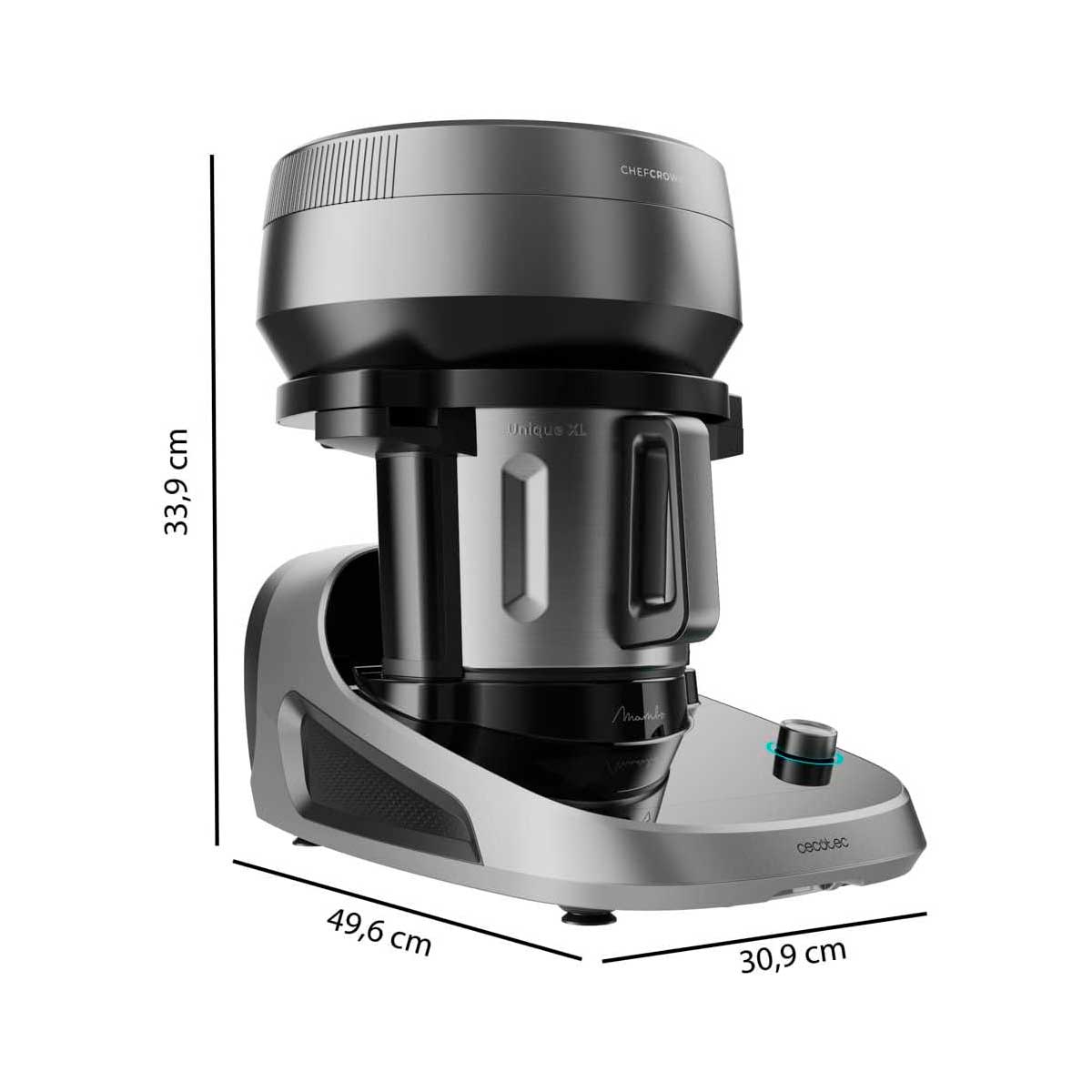 Robot de cocina Cecotec Mambo CooKing Total Gourmet 2200W ChefCrown 2 jarras WiFi inox medidas