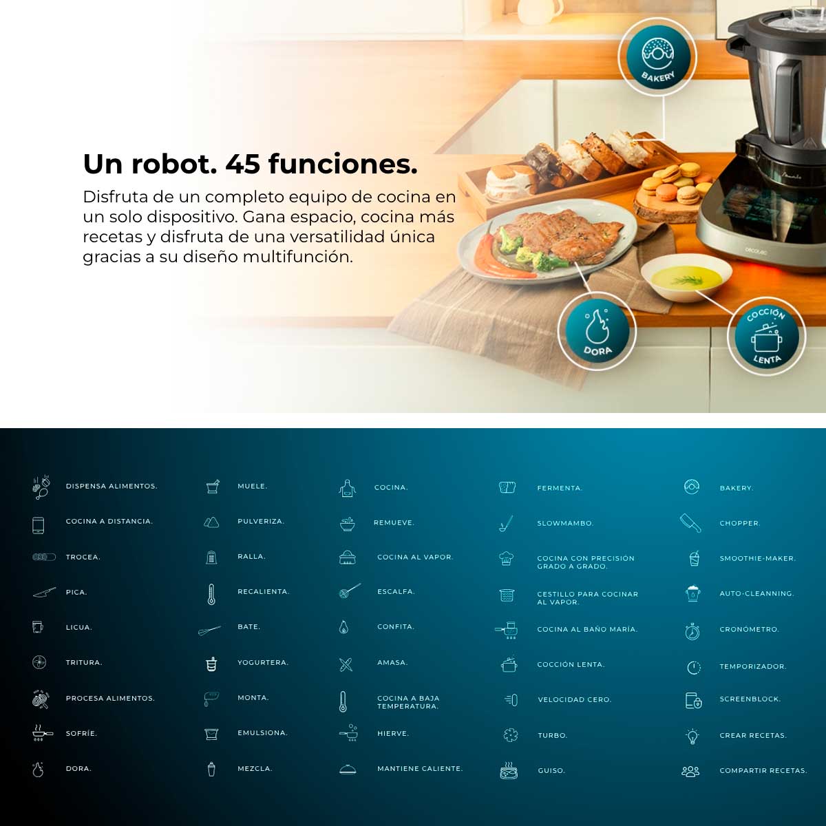 Robot de cocina Cecotec Mambo CooKing Unique 2200W ChefCrown WiFi inox 4