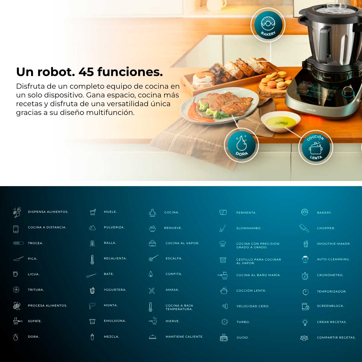 Robot de cocina Cecotec Mambo CooKing Victory 1700W ChefCrown WiFi inox 4