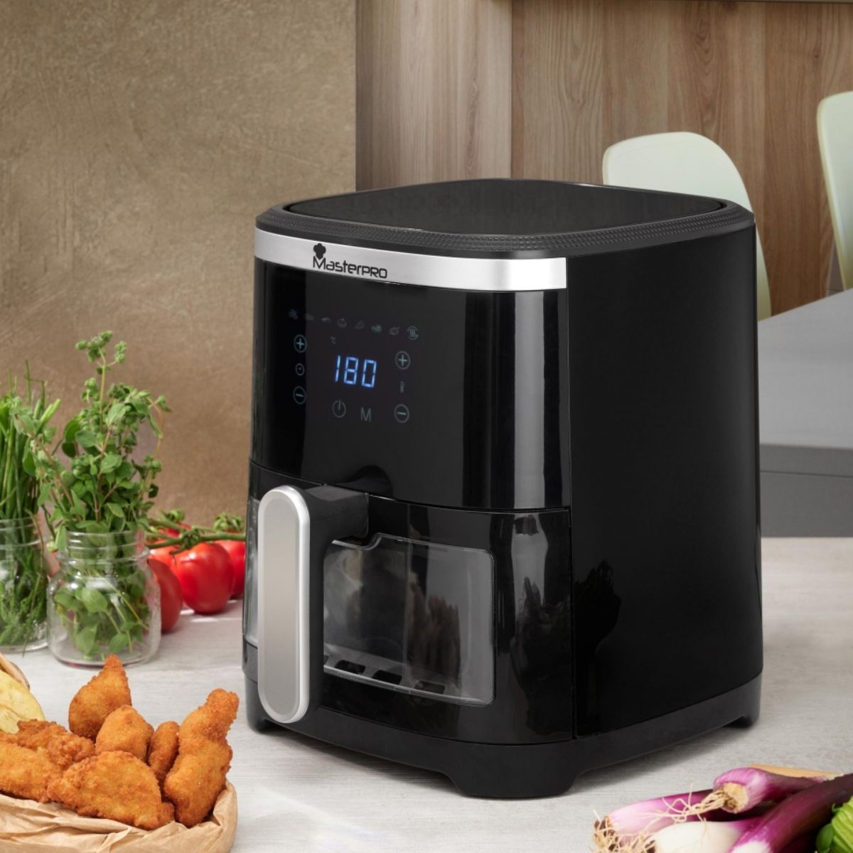 Freidora-de-aire-Masterpro-Rocket-420-BGMP9315-1300W-42L-negro-interior-fondo-animado