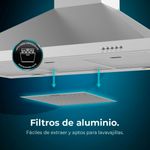 Campana piramidal Cecotec Bolero Flux PM 906500 Inox A 165W inox 90 cm 8