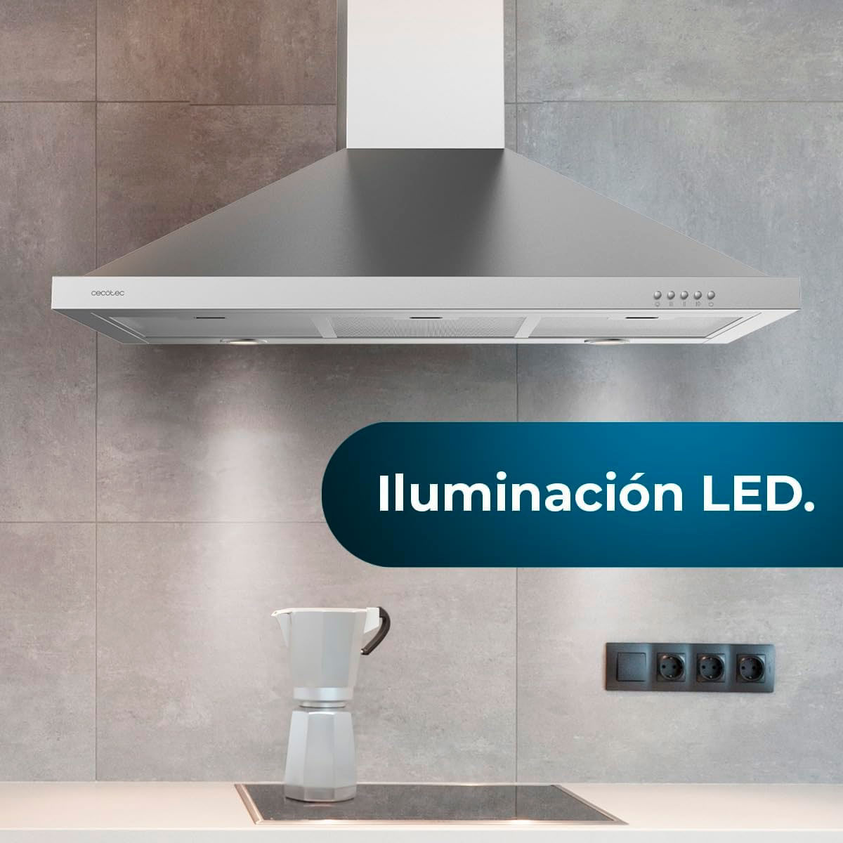 Campana piramidal Cecotec Bolero Flux PM 906500 Inox A 165W inox 90 cm 9