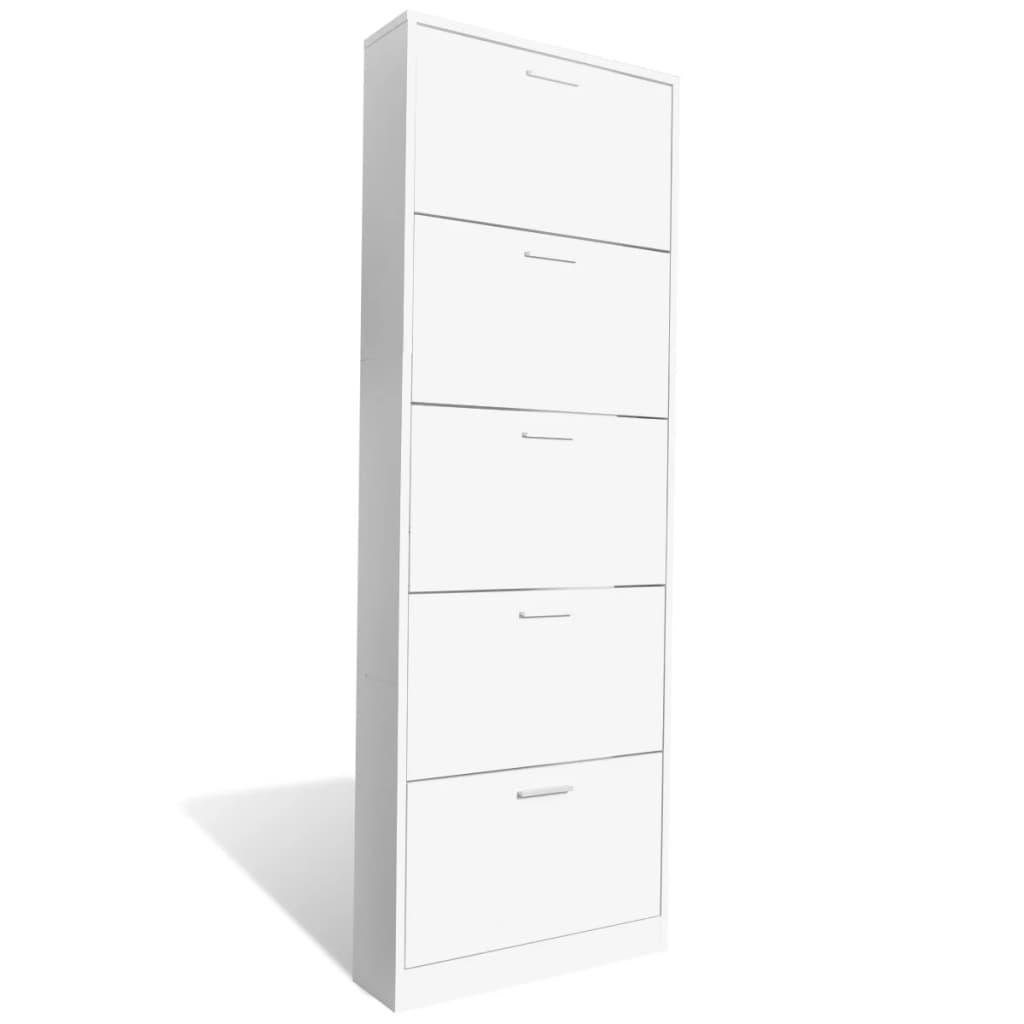 Zapatero Harley 5 compartimentos abatibles blanco 169x59x17 cm