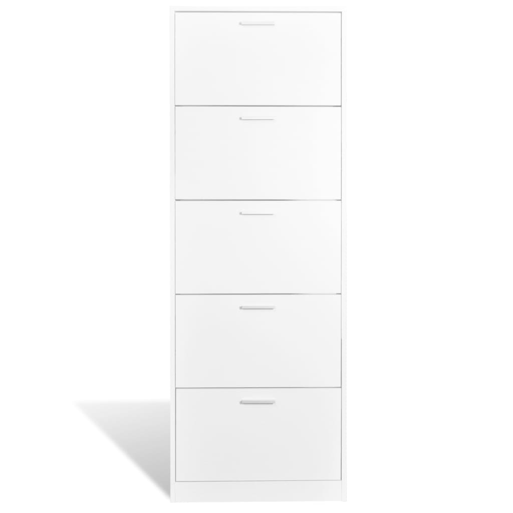 Zapatero Harley 5 compartimentos abatibles blanco 169x59x17 cm