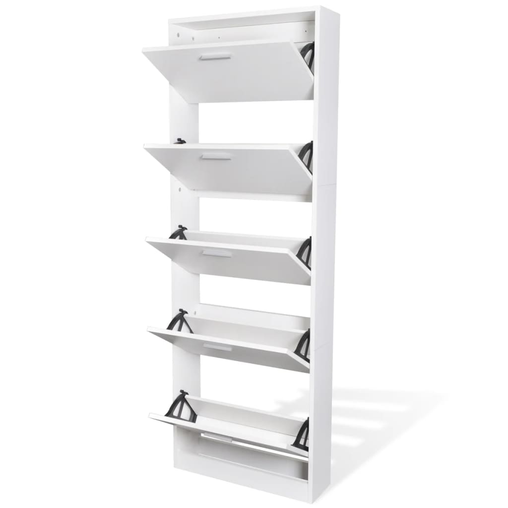 Zapatero Harley 5 compartimentos abatibles blanco 169x59x17 cm