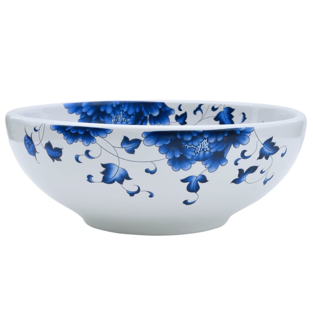 Lavabo sobre encimera Monnet cerámica blanco y azul Ø41x14 cm 2