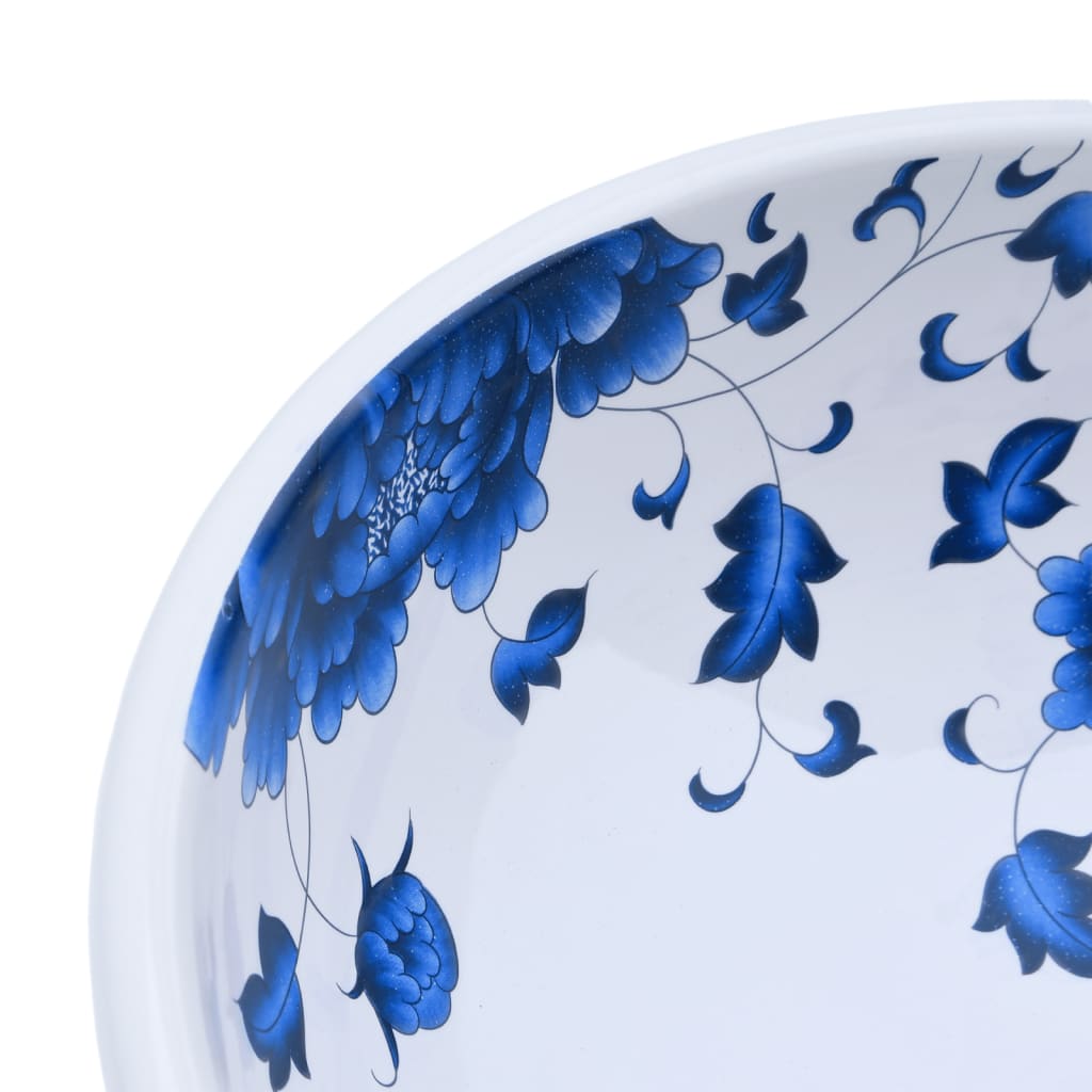 Lavabo sobre encimera Monnet cerámica blanco y azul Ø41x14 cm 5