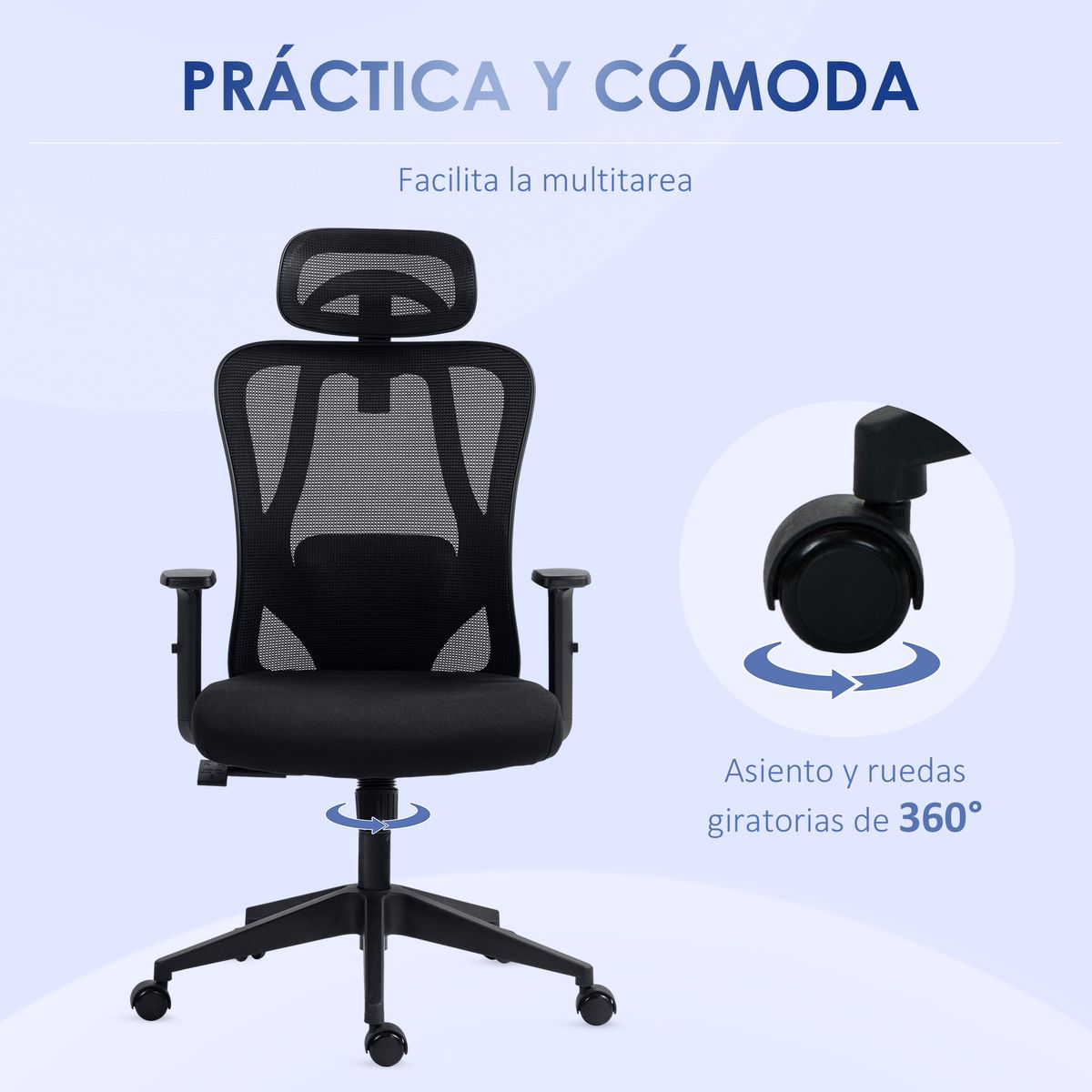 Silla de oficina Rider Vinsetto altura regulable negro 117-127x67x64 cm