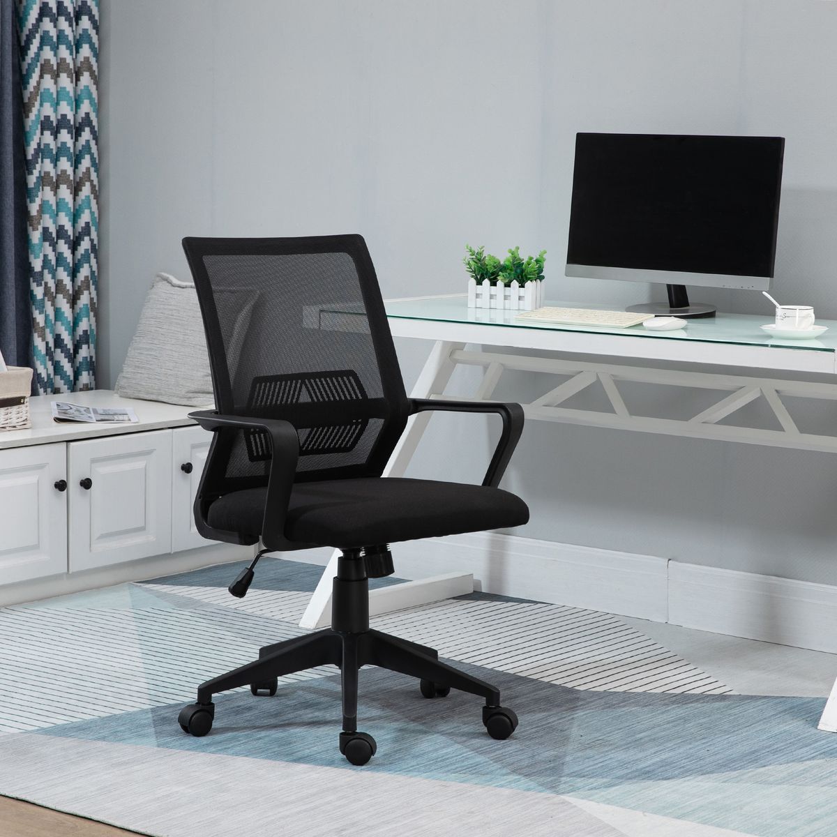 Silla de oficina Huji Vinsetto reposabrazos + altura regulable negro 89-99x61x58,5 cm