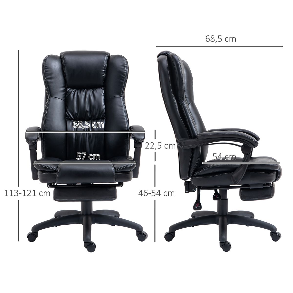 Silla de oficina Hof Vinsetto con masaje y control remoto negro 113-121x68,5x68,5 cm