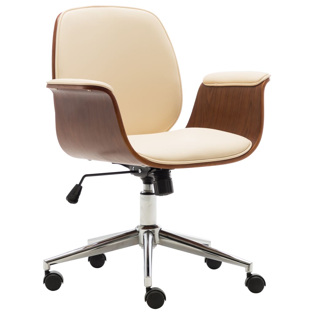 Silla de oficina Port altura ajustable con ruedas crema 80-88x69x56 cm
