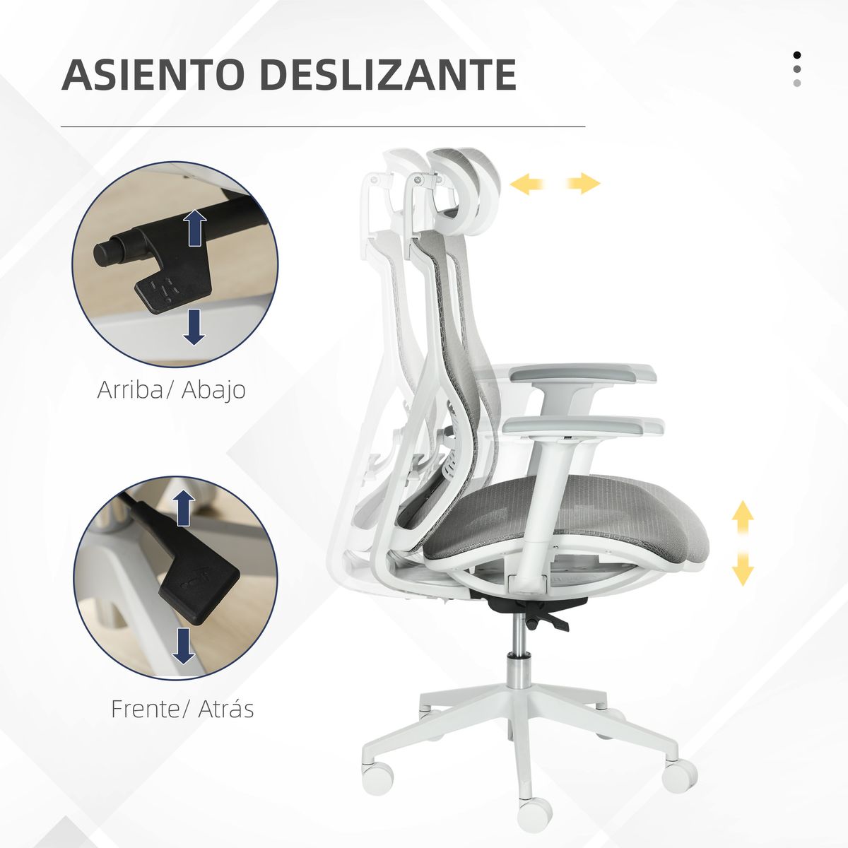 Silla de oficina Wark altura ajustable con reposacabezas gris 109-117x63x62 cm