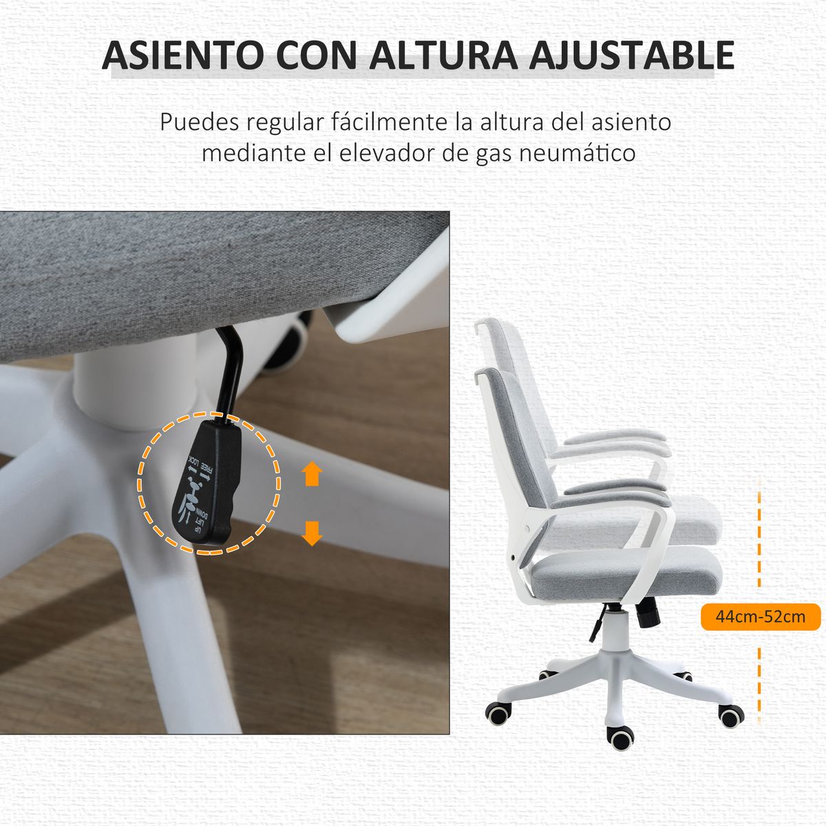 Silla de oficina Libra Vinsetto altura regulable gris 92-100x62x69 cm