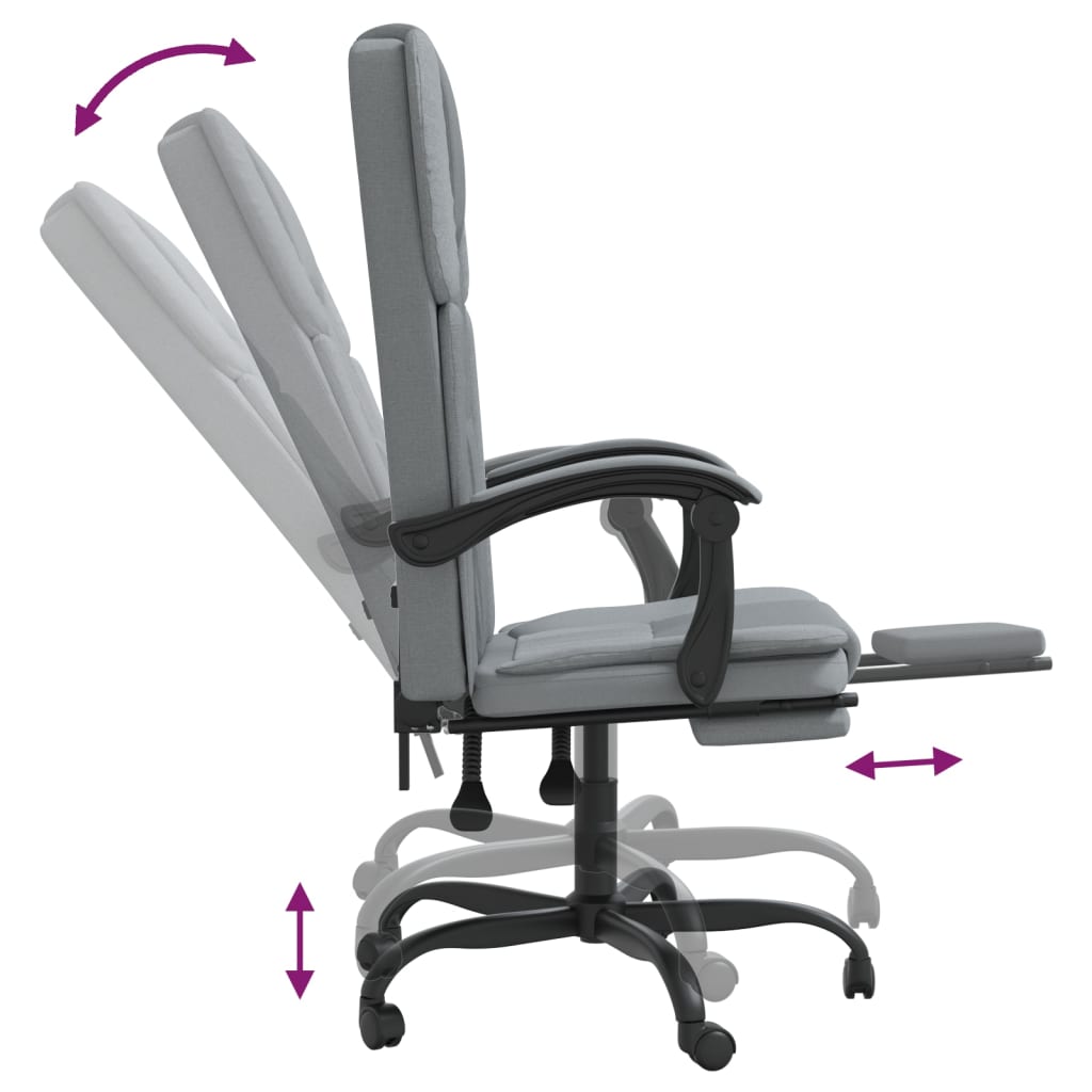 Silla de oficina Anie altura regulable respaldo reclinable gris claro 112,5-122x63x56 cm