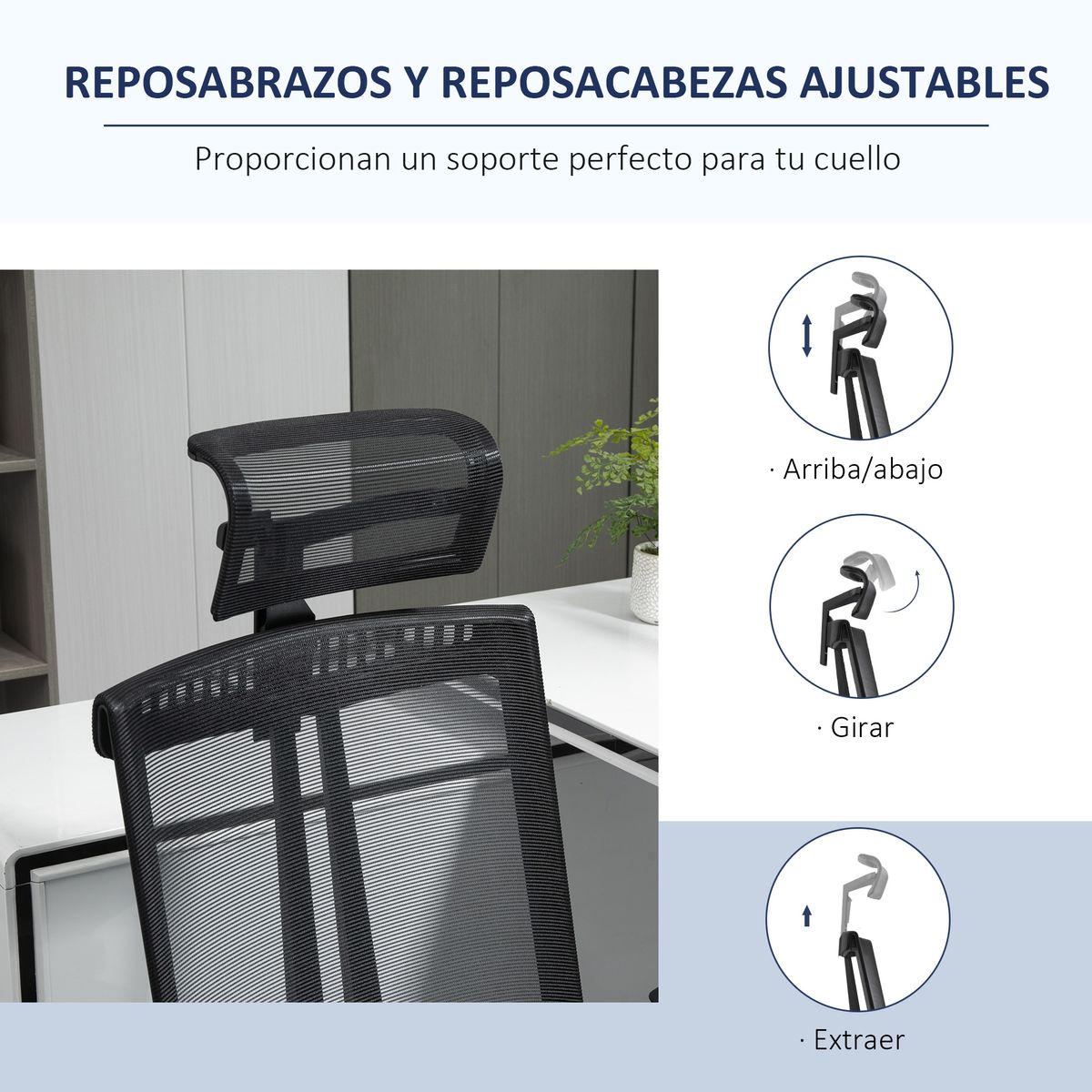 Silla de oficina Wisley Vinsetto altura ajustable negro 109-118x66,5x66 cm