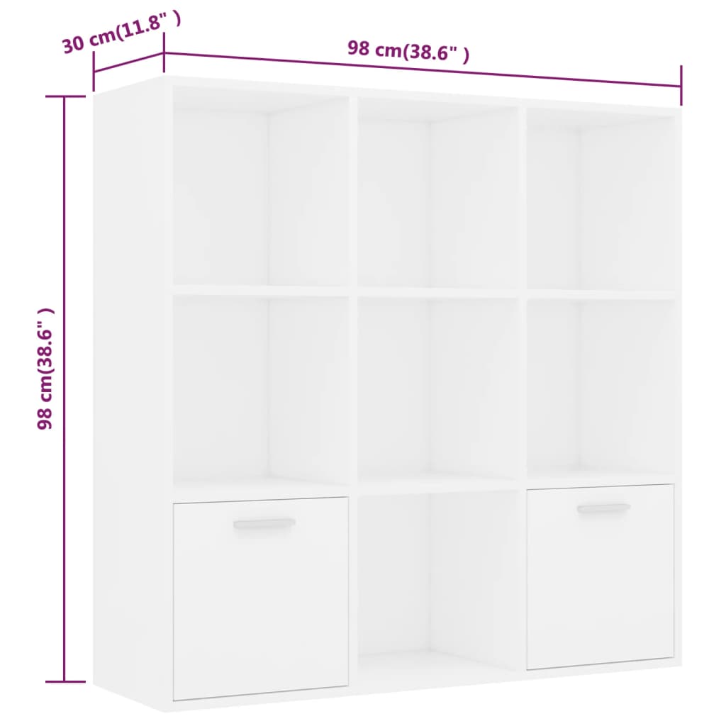 Estantería Fitz 7 compartimentos + 2 armarios blanco 98x98x30 cm