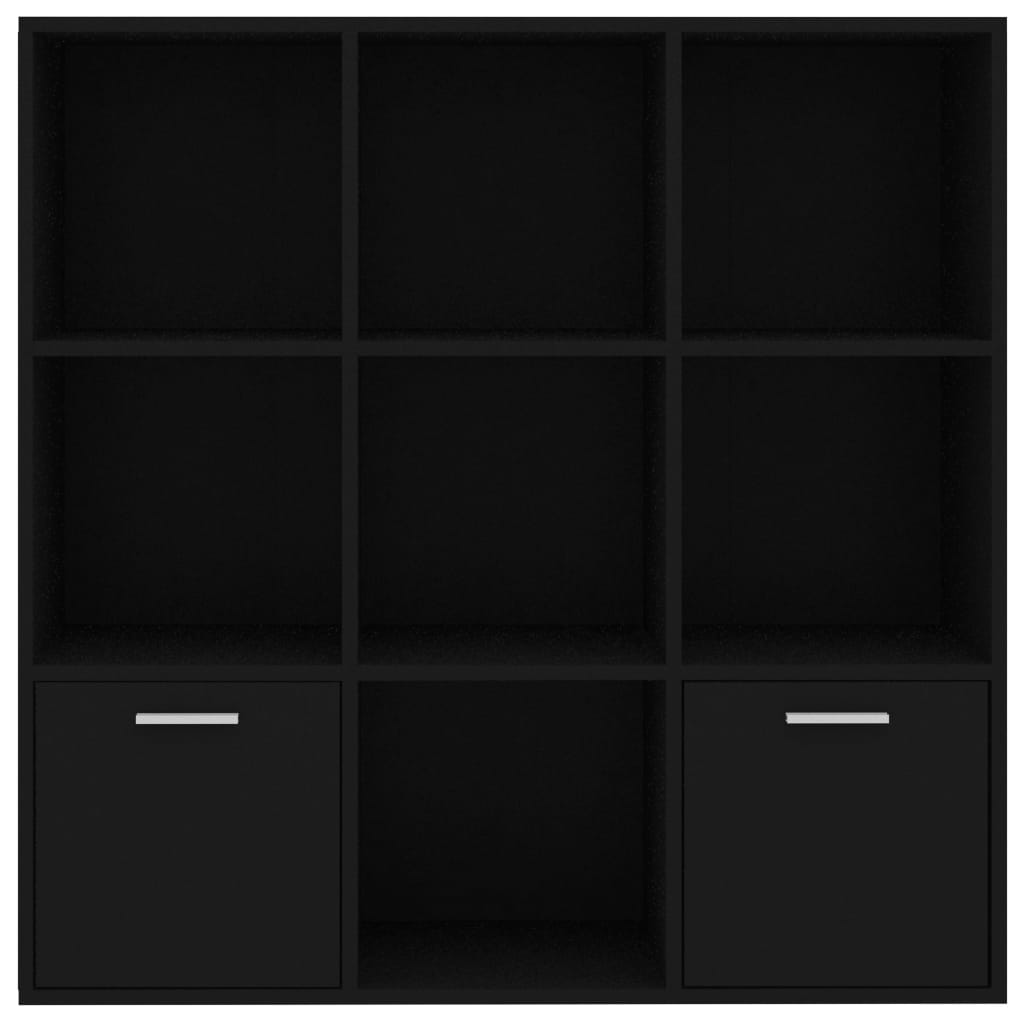 Estantería Fitz 7 compartimentos + 2 armarios negro 98x98x30 cm