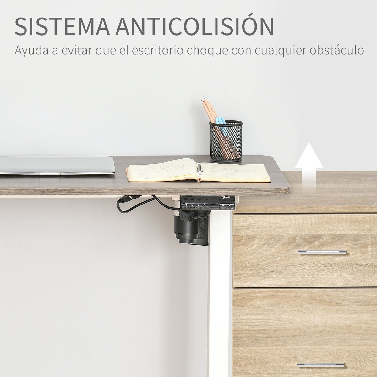 Escritorio eléctrico Eydon Vinsetto altura ajustable blanco 72-116x120x60 cm